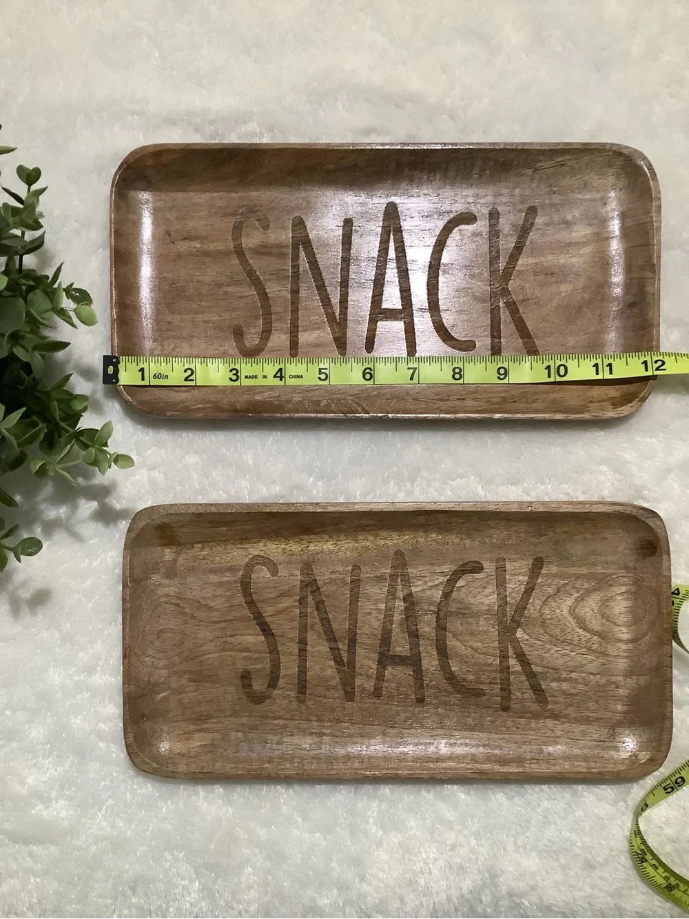 Rustic Wood 'SNACK' Serving Tray - Brown